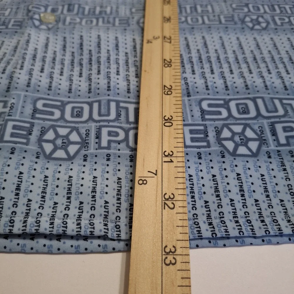 Vintage South Pole Men's XL Blue Button Up Short Sleeve Casual Polyester‎ Logo - Picture 11 of 12